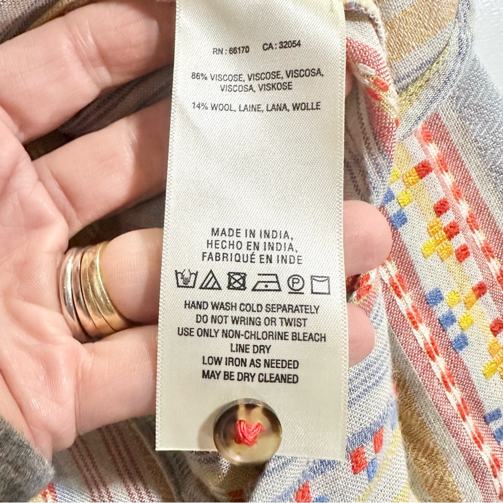 Anthropologie Mademoiselle Striped Multicolor Button-Up Shirt Size 4 - Picture 7 of 7